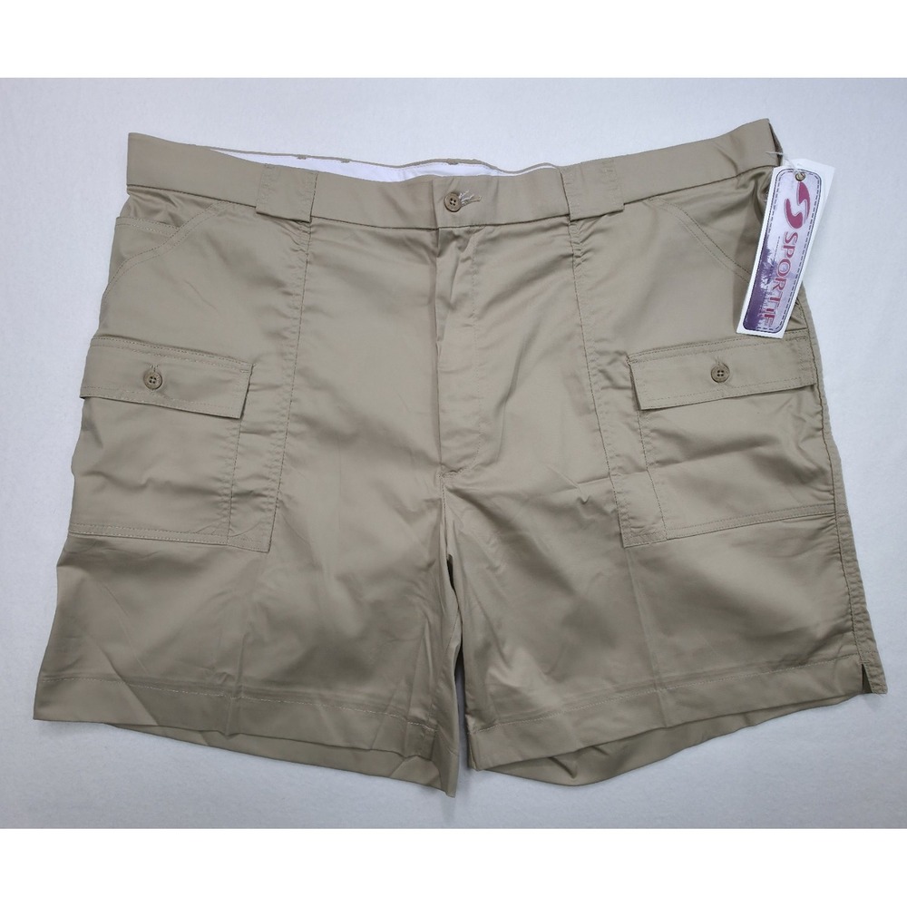 New Sportif USA‎ Mens Size 46 Cargo Shorts Beige Lycra Stretch Fishing Sailing